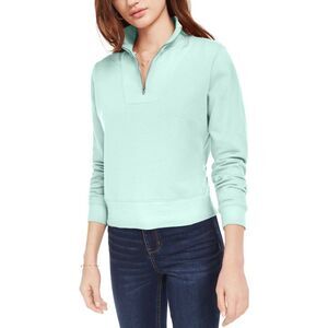 Love Fire Junior's Quarter Zip Long Sleeve Top Blue Size Small